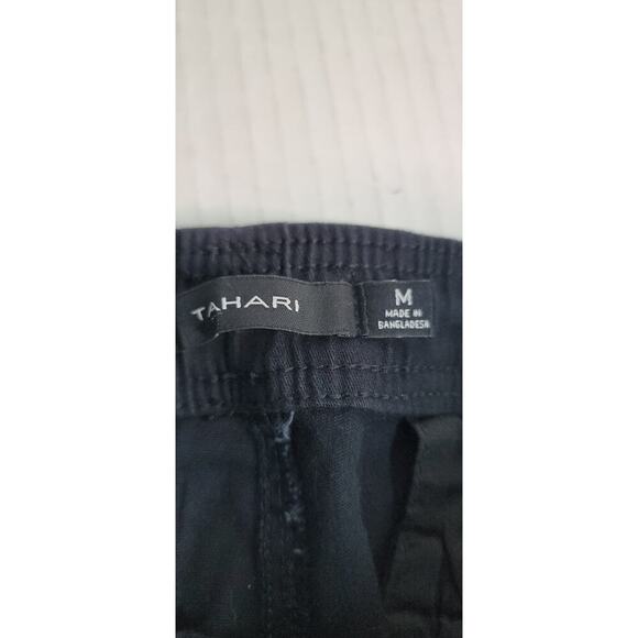 Tahari Pull On Cargo Jogger Pants Womens Medium Black High Rise Pockets Cotton - Picture 6 of 12